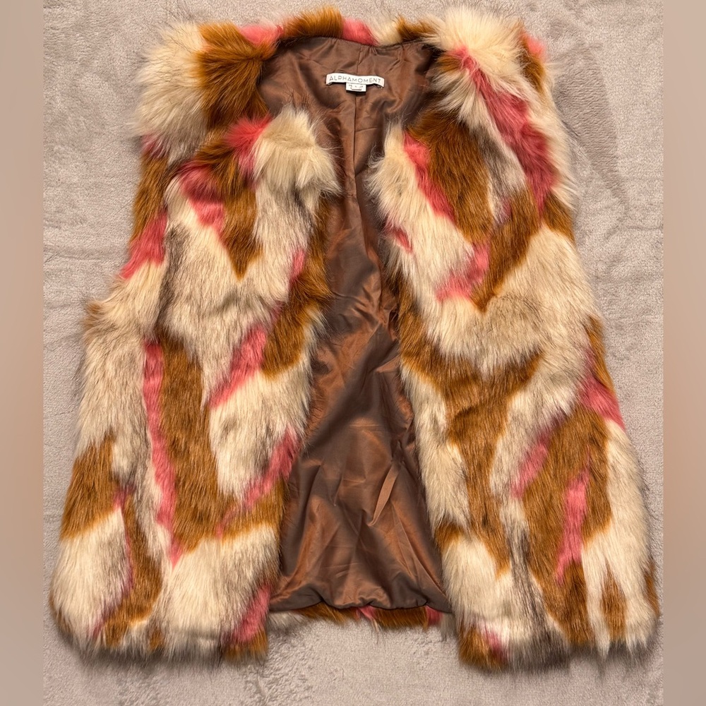AlphaMoment Multicolor Faux Fur Vest